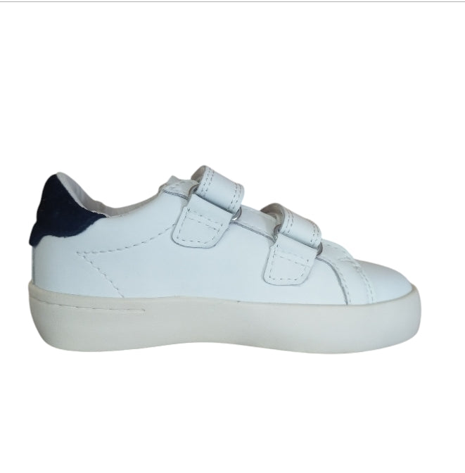 Sneakers Primi Passi Bambino SUN68 Boys Street Leather Baby 0107 Bianco/Navy Blue – Scarpe in Pelle Comode e Sicure