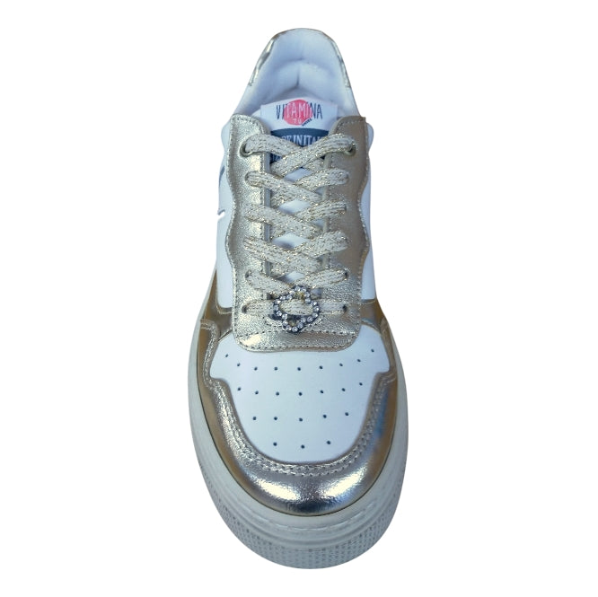 Sneakers Donna Vitamina Tu Bianco/Oro con Suola Platform