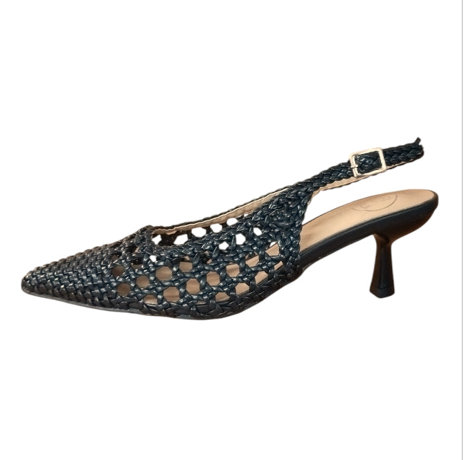 Décolleté Slingback Donna Galia Nero Intrecciato – Scarpe Eleganti con Tacco Medio