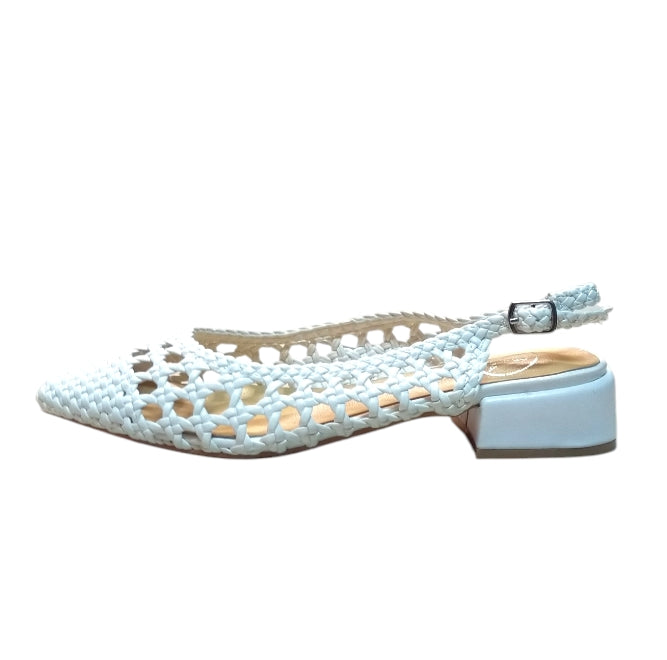 Décolleté Slingback Donna Galia Bianco Intrecciato – Scarpe Eleganti con Tacco Basso