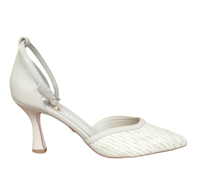 Décolleté Donna Gold&Gold GD216 Beige Intrecciata – Scarpe Eleganti con Tacco Alto e Cinturino
