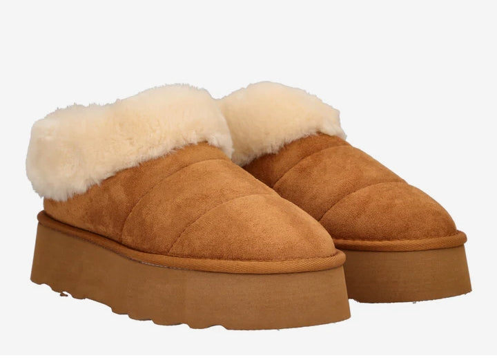 Gold&Gold Ciabatte Donna Invernali con Pelliccia e Suola Platform Comfort