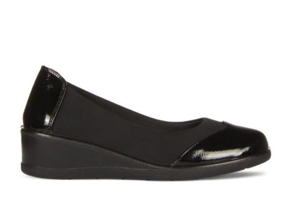 Scarpa Donna Cinzia Soft Nera Comfort con Zeppa e Plantare in Pelle