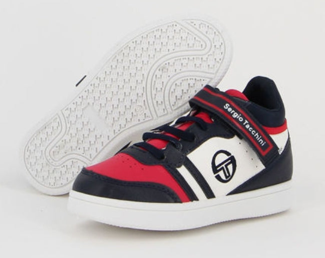 Sneakers Alte Bambino Sergio Tacchini Rosso Blu e Bianco con Strappo