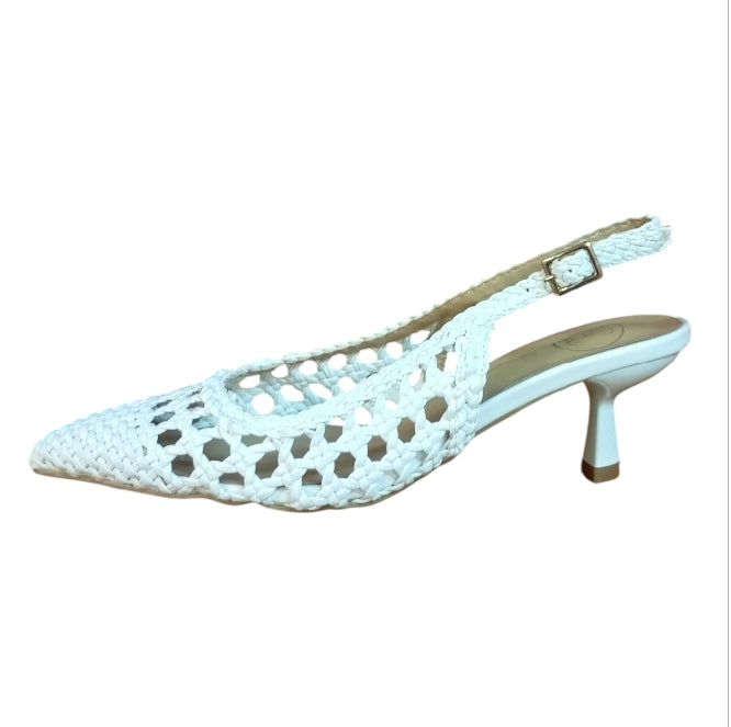 Décolleté Slingback Donna Galia Bianco Intrecciato – Scarpe Eleganti con Tacco Medio
