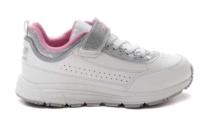 Scarpe Sneakers LOTTO Bambina Bianche con Dettagli Glitter Argento e Plantare Memory Foam