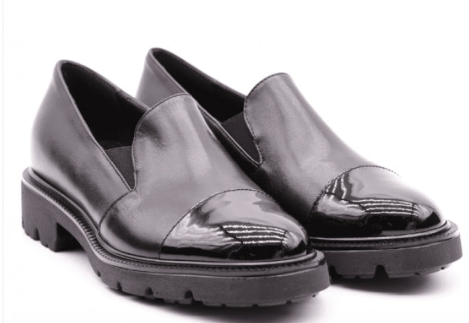 Scarpa Donna Cinzia Soft Nera Comfort con Plantare in Pelle e Suola Carrarmato