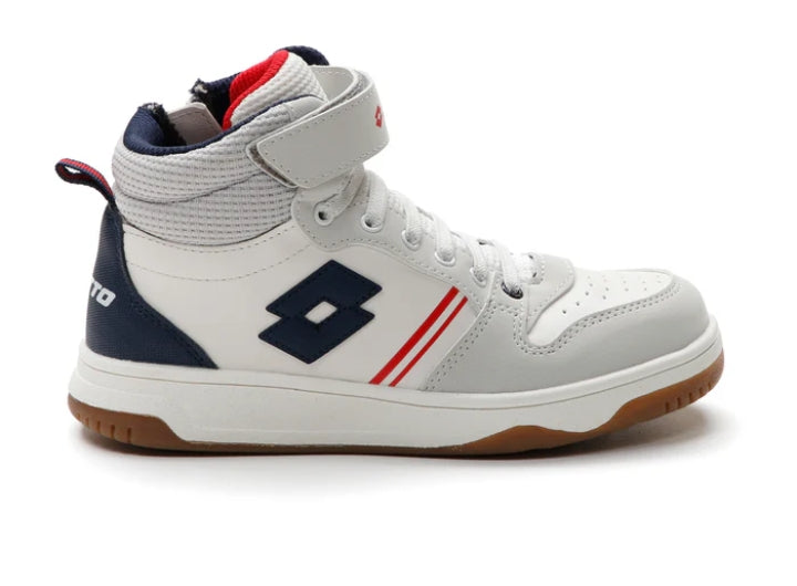 Scarpa Bambino Lotto Alta Bianca e Blu con Strappo, Suola Antiscivolo e Plantare in Memory