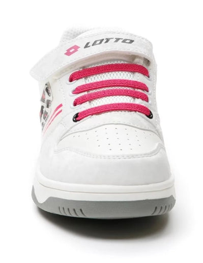 Sneakers Bambina Lotto Bianca con Dettagli Fucsia e Fantasia Animalier – Comfort e Stile Glam