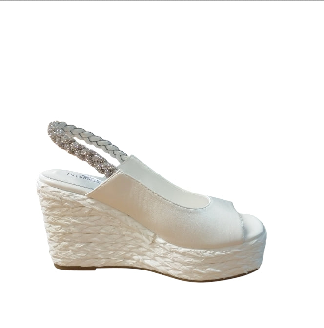 Sandali Donna Braccialini BA69 Calf White – Zeppa Alta Elegante con Cinturino Gioiello