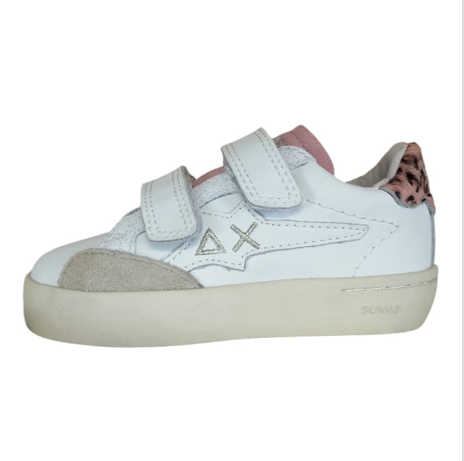 Sneakers Primi Passi Bambina SUN68 Girl’s Katy Leather Baby 0104 Bianco/rosa – Scarpe Eleganti e Comode