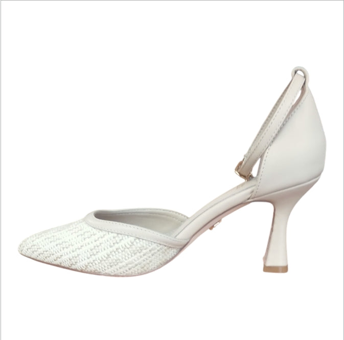 Décolleté Donna Gold&Gold GD216 Beige Intrecciata – Scarpe Eleganti con Tacco Alto e Cinturino