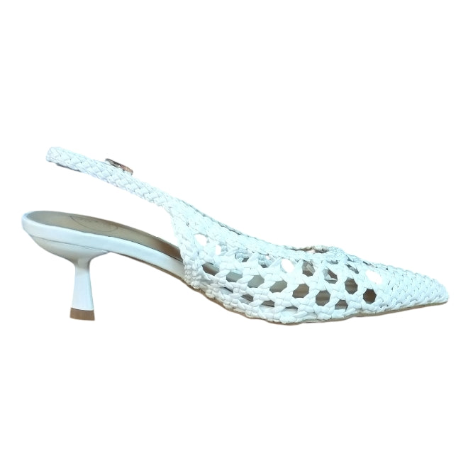 Décolleté Slingback Donna Galia Bianco Intrecciato – Scarpe Eleganti con Tacco Medio