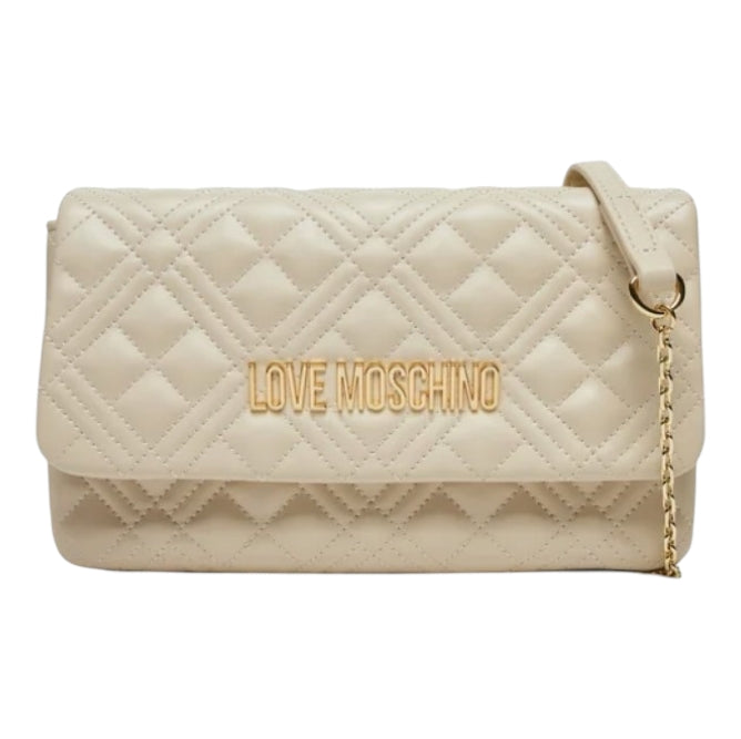 LOVE MOSCHINO Borsetta Écru JC4097PP1MLA0110 – Tracolla Trapuntata con Logo Oro