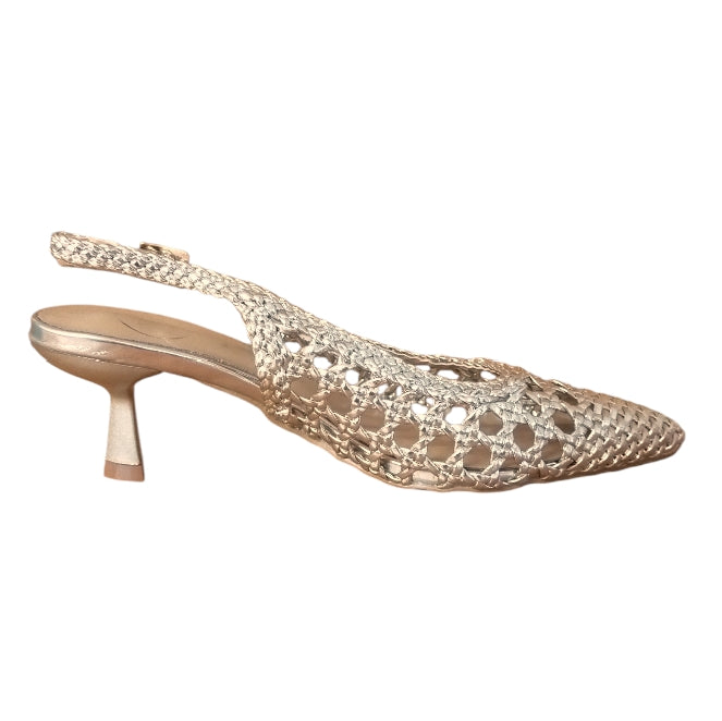 Décolleté Slingback Donna Galia Oro Intrecciato – Scarpe Eleganti con Tacco Medio