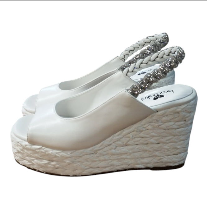 Sandali Donna Braccialini BA69 Calf White – Zeppa Alta Elegante con Cinturino Gioiello