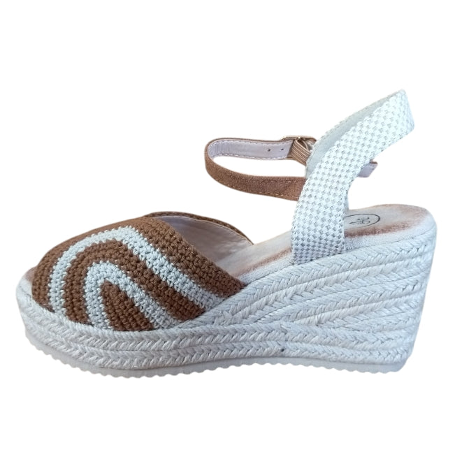 Sandalo Donna GALIA con Zeppa – Espadrillas Multicolor Marrone e Beige, Comode ed Eleganti Estate