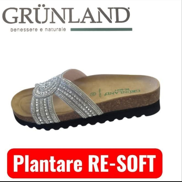 Grünland ciabatta a fascia glitter con plantare RE-SOFT