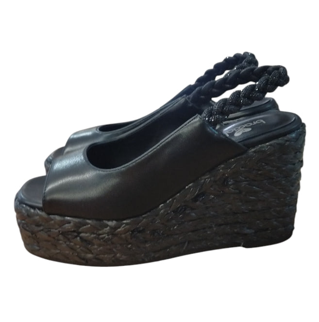 Sandali Donna Braccialini BA69 Calf Black – Zeppa Alta Elegante con Cinturino Gioiello Nero
