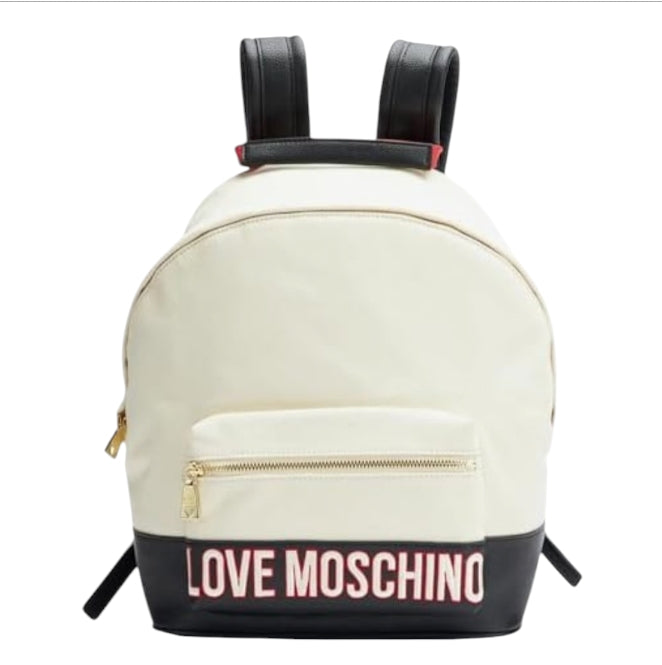 LOVE MOSCHINO Zaino Donna Bianco/Nero – Logo Frontale Maxi Lettering