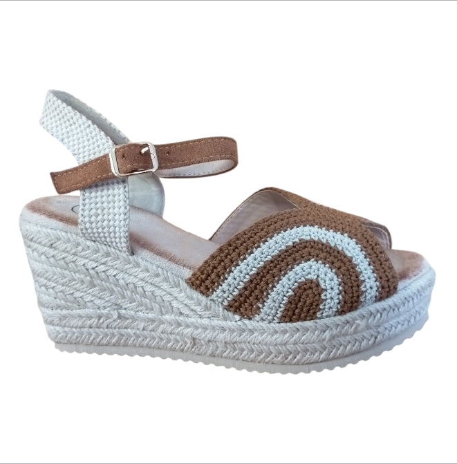 Sandalo Donna GALIA con Zeppa – Espadrillas Multicolor Marrone e Beige, Comode ed Eleganti Estate