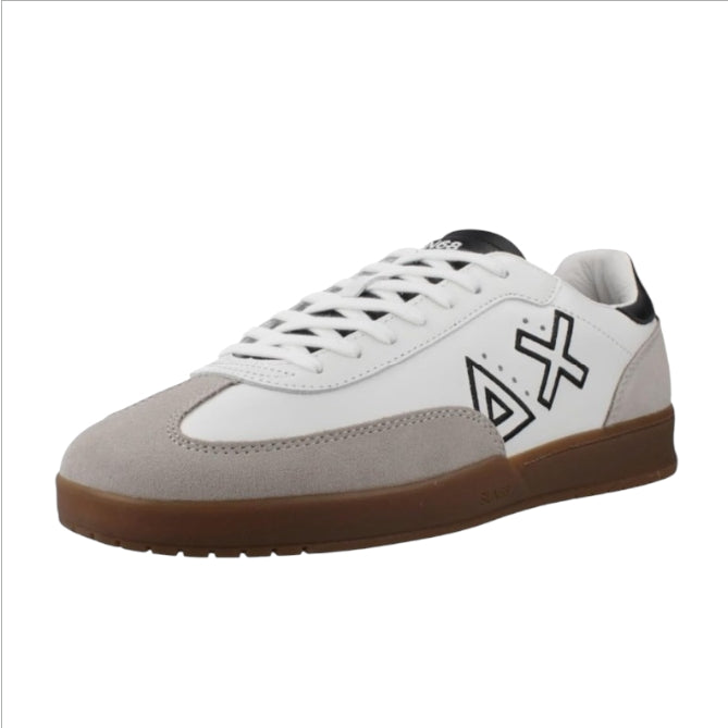 SUN68 California Uomo Z45141 – Sneakers in Pelle Bianca con Dettagli in Suede Grigio