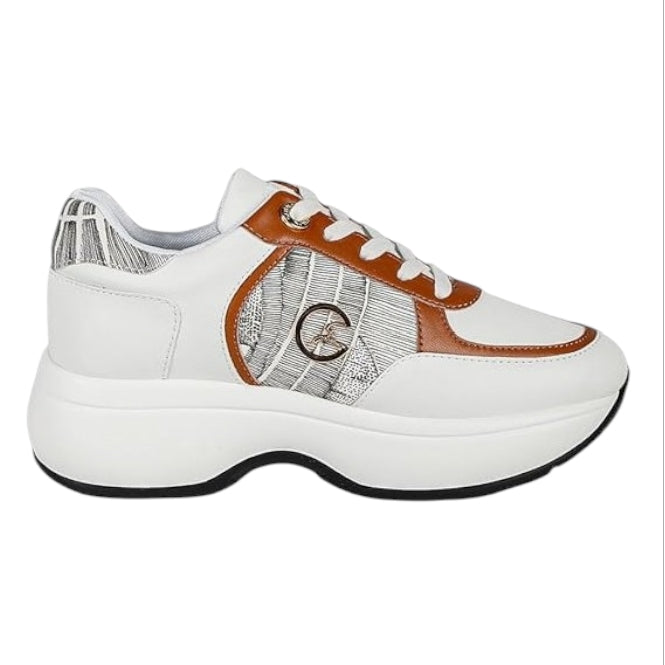Sneakers Donna Gattinoni Dafne White Tan Ink Sepia – Scarpe Platform Eleganti e Sport Chic