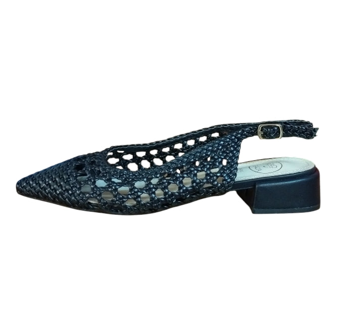 Décolleté Slingback Donna Galia Nero Intrecciato – Scarpe Eleganti con Tacco Basso