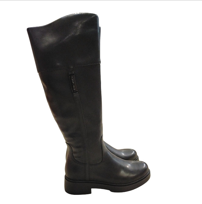 Stivali Donna Solo Soprani Alti Neri in Pelle – Boots Eleganti con Zip e Suola Comfort