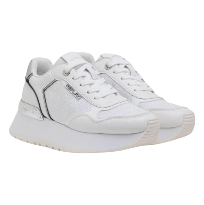 Sneakers Donna Replay Mennet Allover 2 0081 White/Silver – Scarpe Bianche con Dettagli Argento Fashion