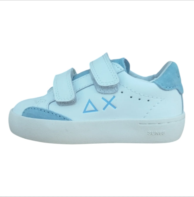 Sneakers Primi Passi Bambino SUN68 Boys Street Leather Baby 81 Sky Blue – Scarpe in Pelle Comode e Resistenti