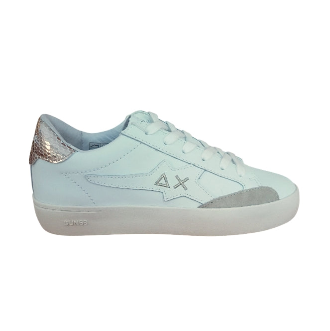 Sneakers Donna SUN68 AX Z4421T – Scarpe Casual Bianche con Inserti Suede, Comode e Trendy