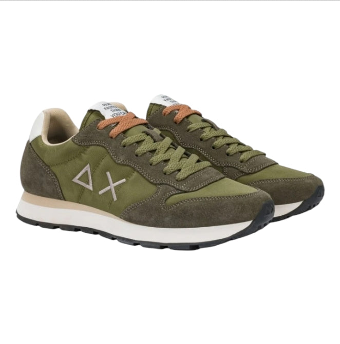 SUN68 Tom Solid Uomo Z36101 Verde militare in suede– Sneakers Casual Running Leggere e Versatili