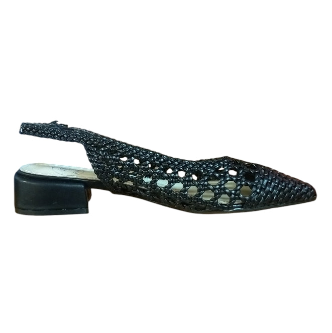 Décolleté Slingback Donna Galia Nero Intrecciato – Scarpe Eleganti con Tacco Basso