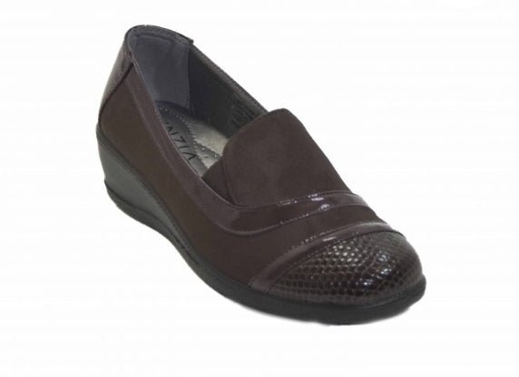 Scarpa Donna Cinzia Soft Testa di Moro Comfort con Plantare in Pelle e Zeppa Bassa Cinzia soft colore Testa di moro - SculcoScarpe