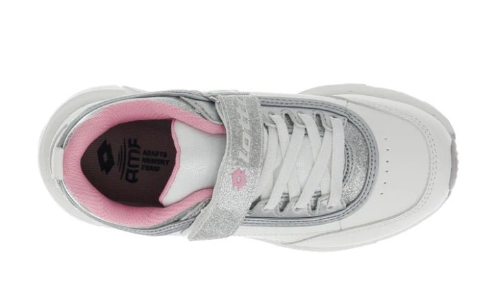 Scarpe Sneakers LOTTO Bambina Bianche con Dettagli Glitter Argento e Plantare Memory Foam Lotto colore Bianco/rosa - SculcoScarpe