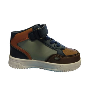sneaker alta Melania per bambino con chiusura a strappo e lacci elastici e plantare in memory Melania colore blu/marrone - SculcoScarpe